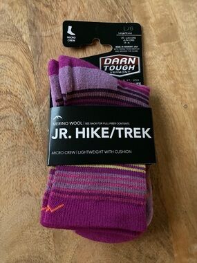 Darn Tough Jr. Hike/Trek Merino Wool Crew Socks - Purple